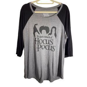 Disney Hocus Pocus Women's Halloween Raglan Shirt Black 3/4 Sleeve Size 1x 20-22
